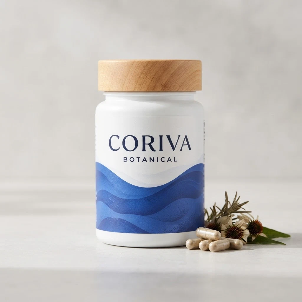 Coriva Botanical glasflaske med kapslerne synlige